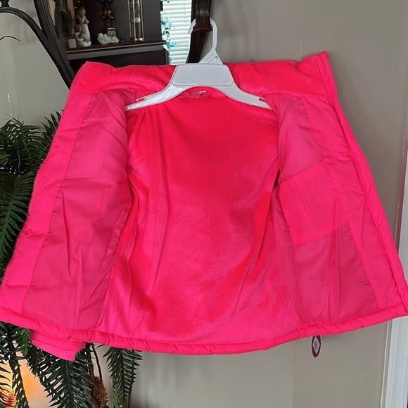 Brand New SO Bright Neon Pink Zip Up Winter Jacket Hooded Puffer Faux Fur Trim - Picture 13 of 15